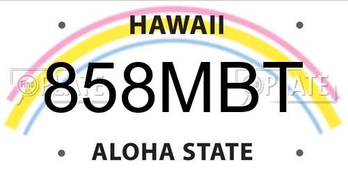 858MBT Hawaii License Plate