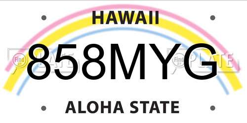 858MYG Hawaii License Plate