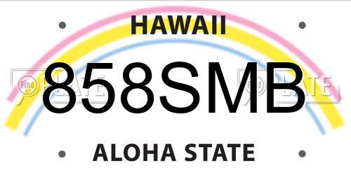 858SMB Hawaii License Plate