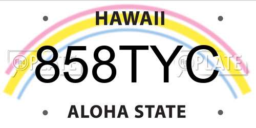 858TYC Hawaii License Plate