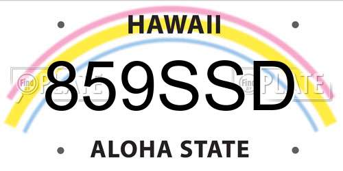 859SSD Hawaii License Plate