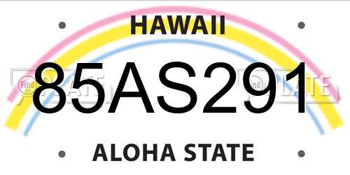 85AS291 Hawaii License Plate