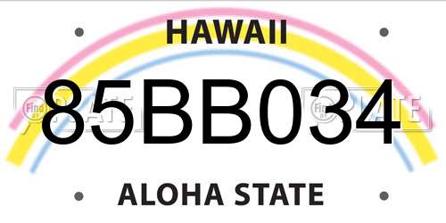 85BB034 Hawaii License Plate