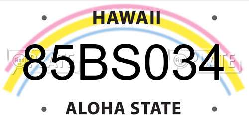 85BS034 Hawaii License Plate