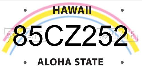 85CZ252 Hawaii License Plate