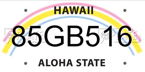 85GB516 Hawaii License Plate