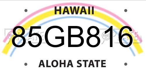 85GB816 Hawaii License Plate