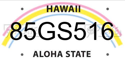 85GS516 Hawaii License Plate