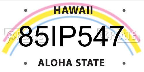 85IP547 Hawaii License Plate