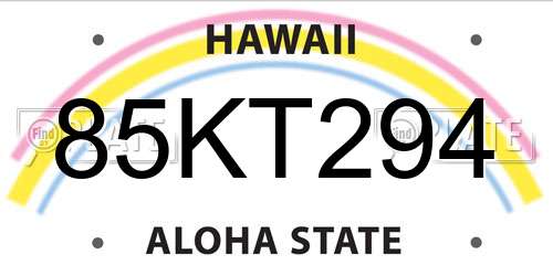 85KT294 Hawaii License Plate