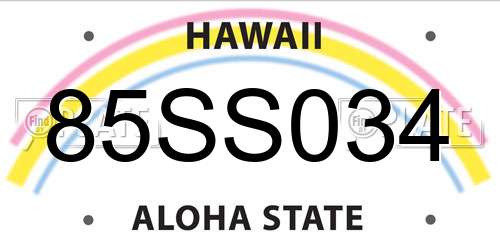 85SS034 Hawaii License Plate