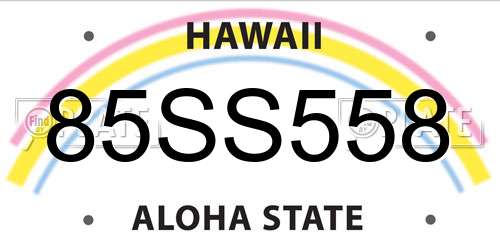85SS558 Hawaii License Plate