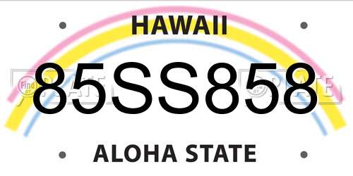 85SS858 Hawaii License Plate