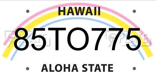 85TO775 Hawaii License Plate