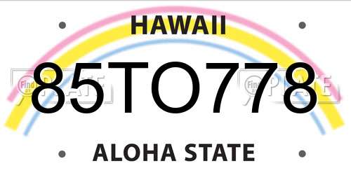 85TO778 Hawaii License Plate