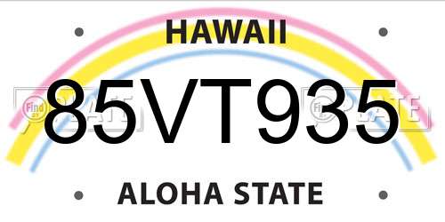 85VT935 Hawaii License Plate