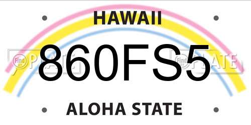 860FS5 Hawaii License Plate