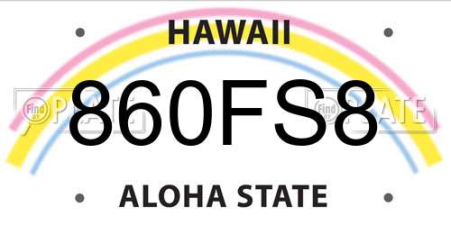 860FS8 Hawaii License Plate
