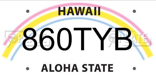 860TYB Hawaii License Plate