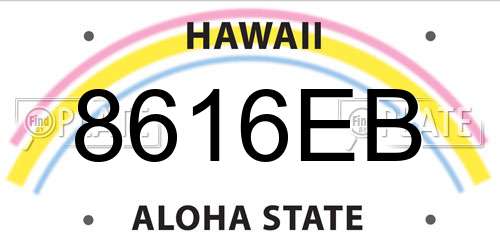 8616EB Hawaii License Plate