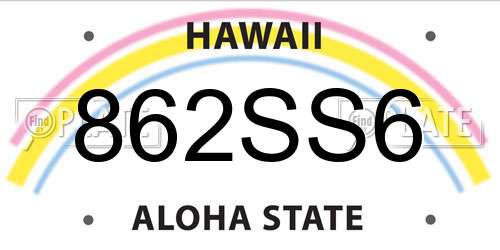 862SS6 Hawaii License Plate