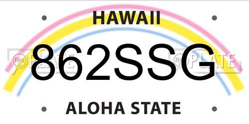 862SSG Hawaii License Plate