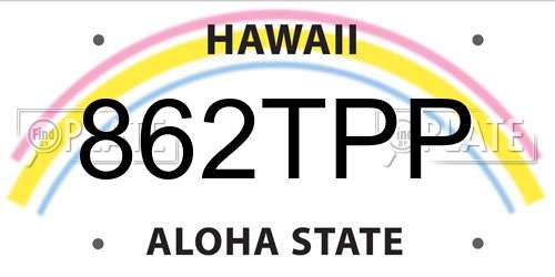 862TPP Hawaii License Plate