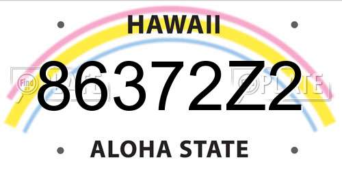 86372Z2 Hawaii License Plate