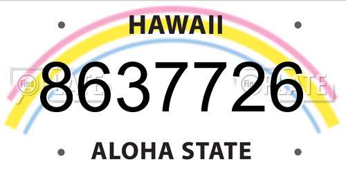 8637726 Hawaii License Plate