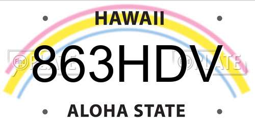 863HDV Hawaii License Plate