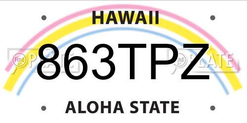 863TPZ Hawaii License Plate