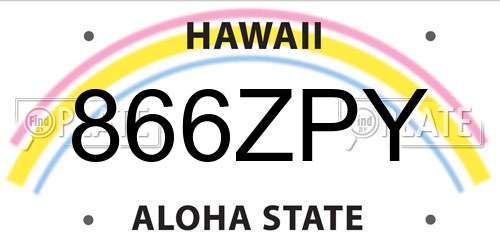 866ZPY Hawaii License Plate