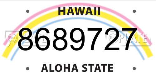 8689727 Hawaii License Plate