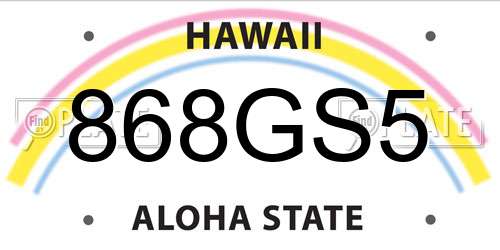 868GS5 Hawaii License Plate