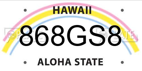 868GS8 Hawaii License Plate