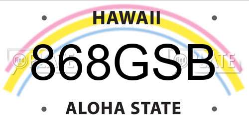 868GSB Hawaii License Plate