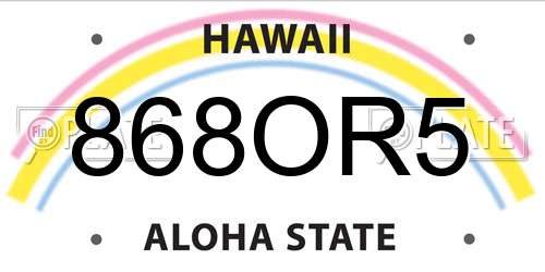 868OR5 Hawaii License Plate