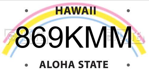 869KMM Hawaii License Plate