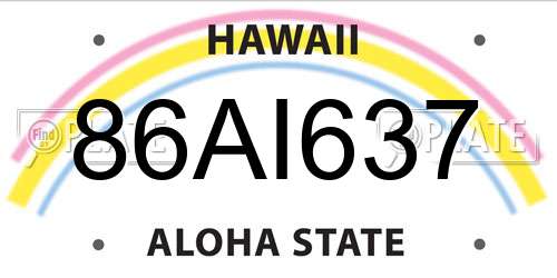 86AI637 Hawaii License Plate