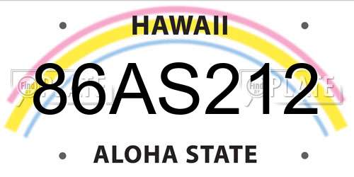 86AS212 Hawaii License Plate