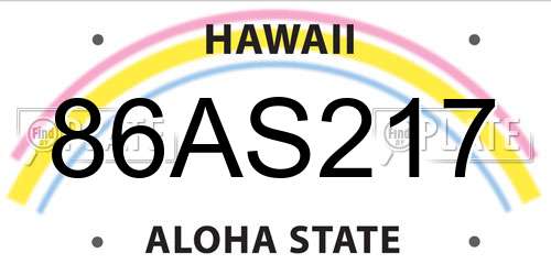 86AS217 Hawaii License Plate