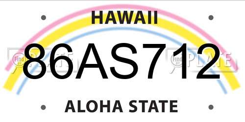 86AS712 Hawaii License Plate