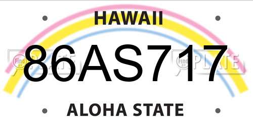 86AS717 Hawaii License Plate