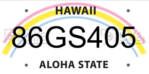 86GS405 Hawaii License Plate