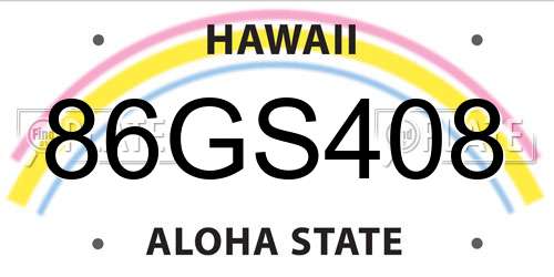 86GS408 Hawaii License Plate