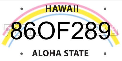 86OF289 Hawaii License Plate
