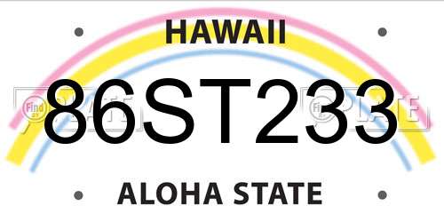 86ST233 Hawaii License Plate