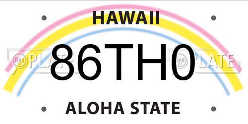 86TH0 Hawaii License Plate