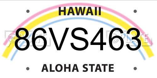86VS463 Hawaii License Plate