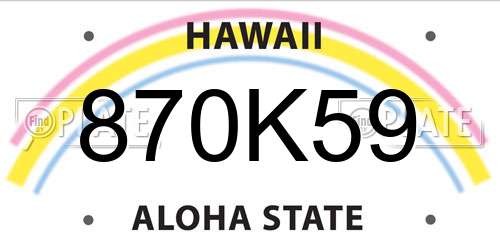 870K59 Hawaii License Plate